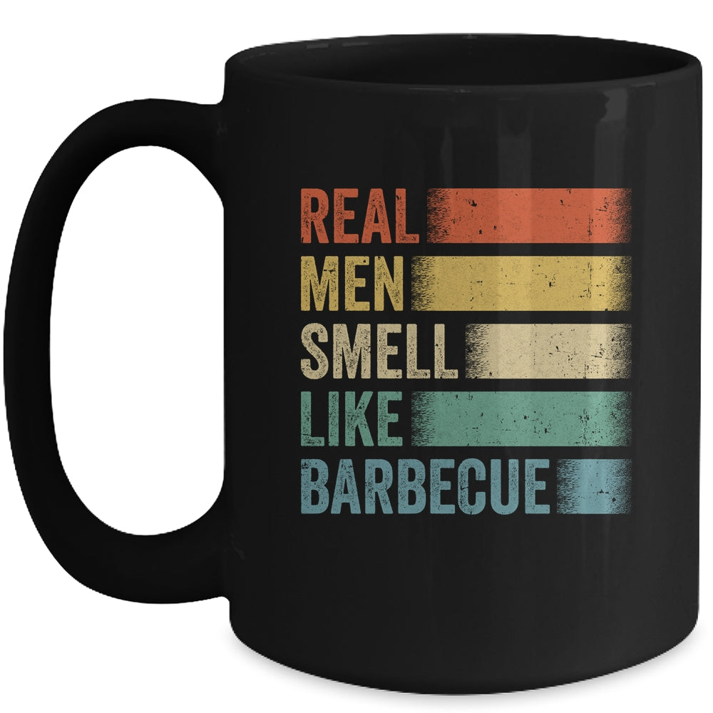 Retro Funny BBQ Grilling Real Men Smell Like Barbeque Grill Mug | siriusteestore
