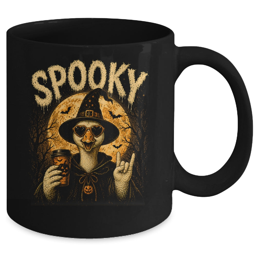 Retro Funny Goose Halloween Vintage Witch Spooky Season Mug | siriusteestore