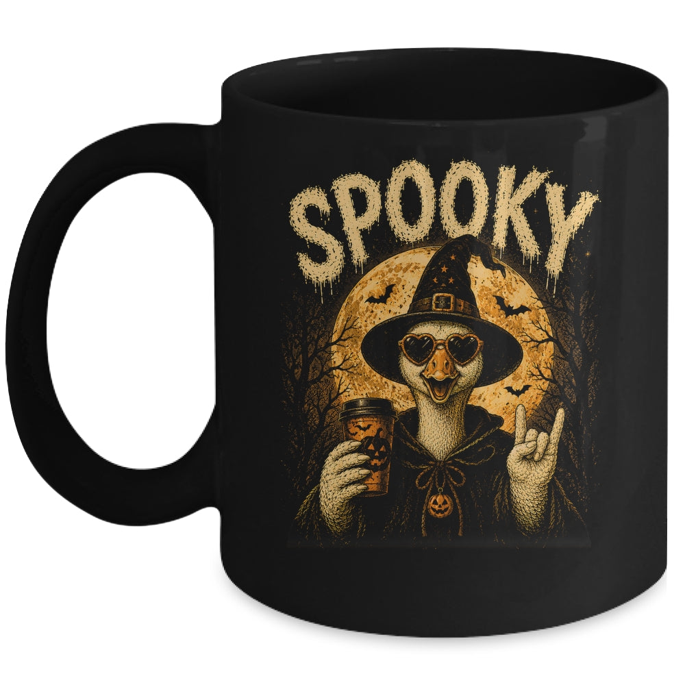 Retro Funny Goose Halloween Vintage Witch Spooky Season Mug | siriusteestore