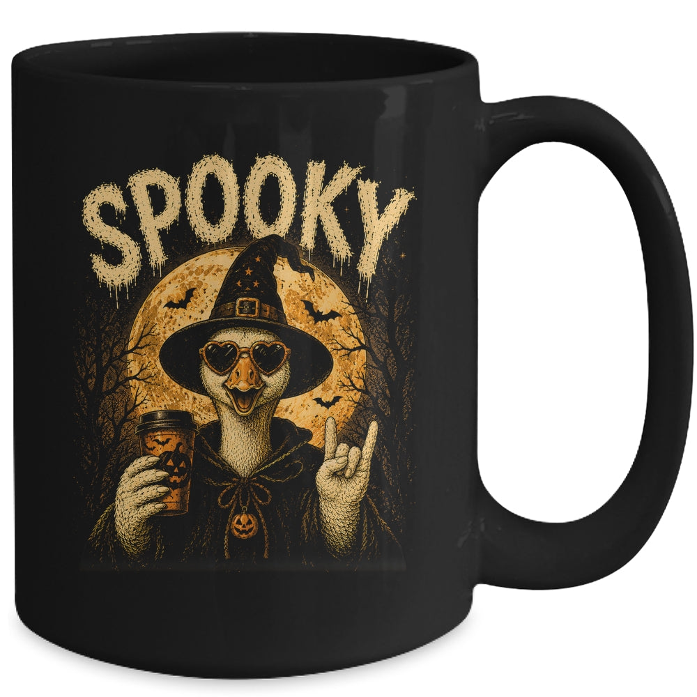 Retro Funny Goose Halloween Vintage Witch Spooky Season Mug | siriusteestore