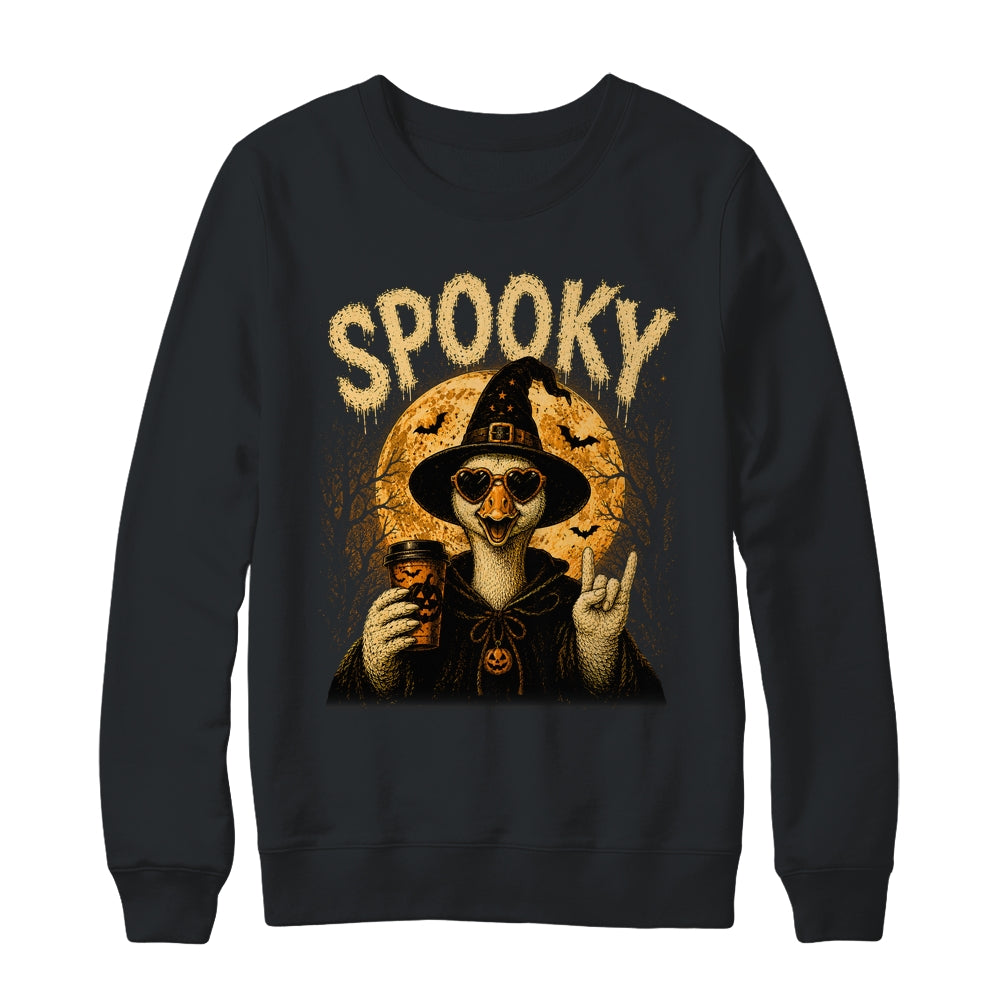 Retro Funny Goose Halloween Vintage Witch Spooky Season Shirt & Sweatshirt | siriusteestore