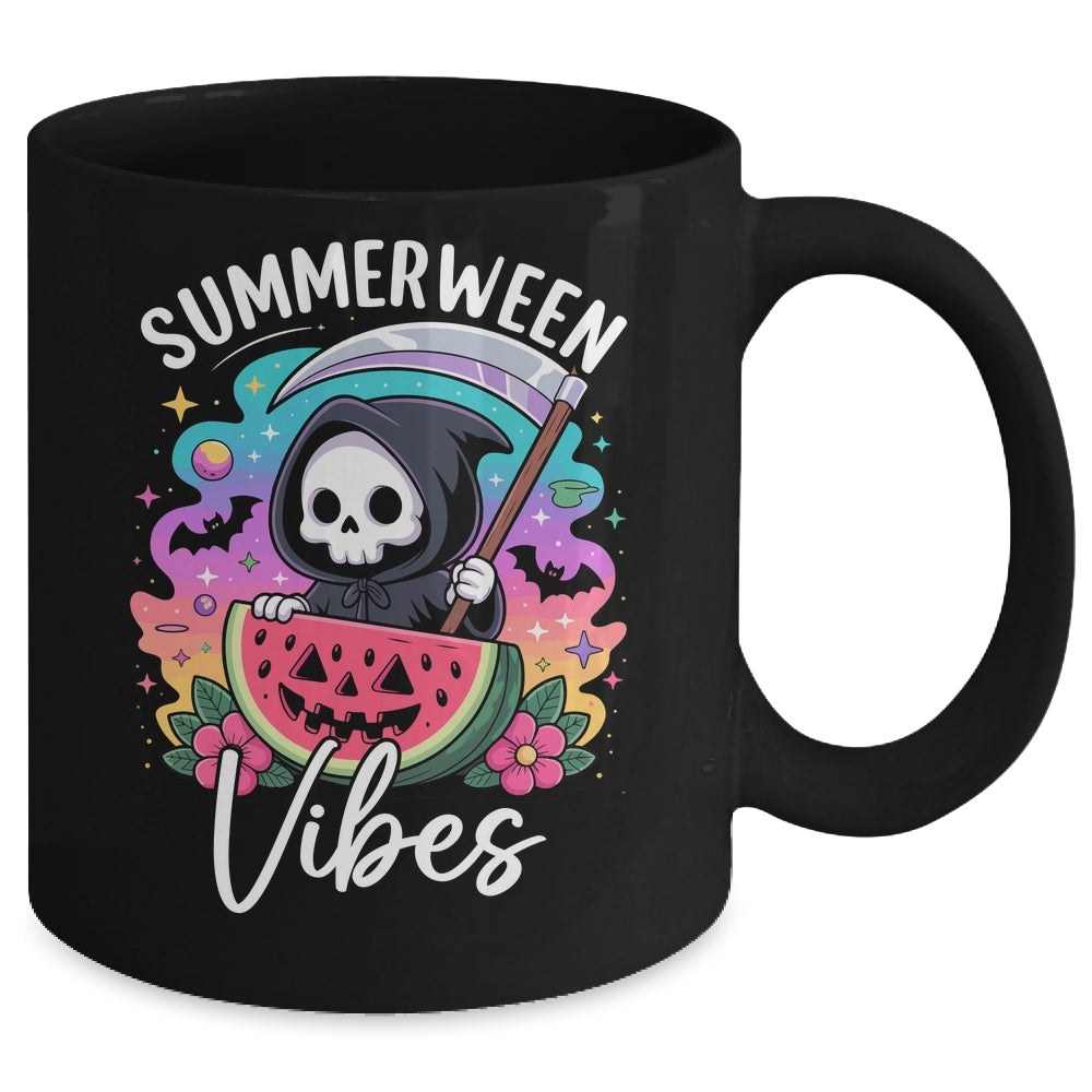 Retro Ghost Summerween Vibe Watermelon Ghost Summer Skeleton Mug | siriusteestore