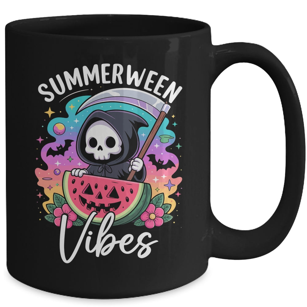 Retro Ghost Summerween Vibe Watermelon Ghost Summer Skeleton Mug | siriusteestore