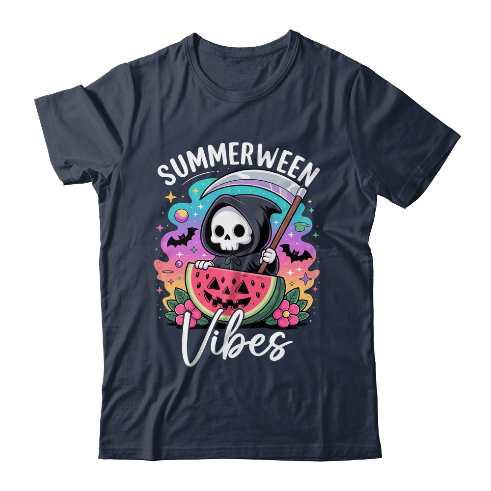 Retro Ghost Summerween Vibe Watermelon Ghost Summer Skeleton Shirt & Tank Top | siriusteestore