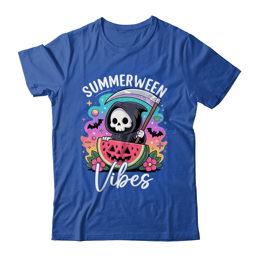 Retro Ghost Summerween Vibe Watermelon Ghost Summer Skeleton Shirt & Tank Top | siriusteestore
