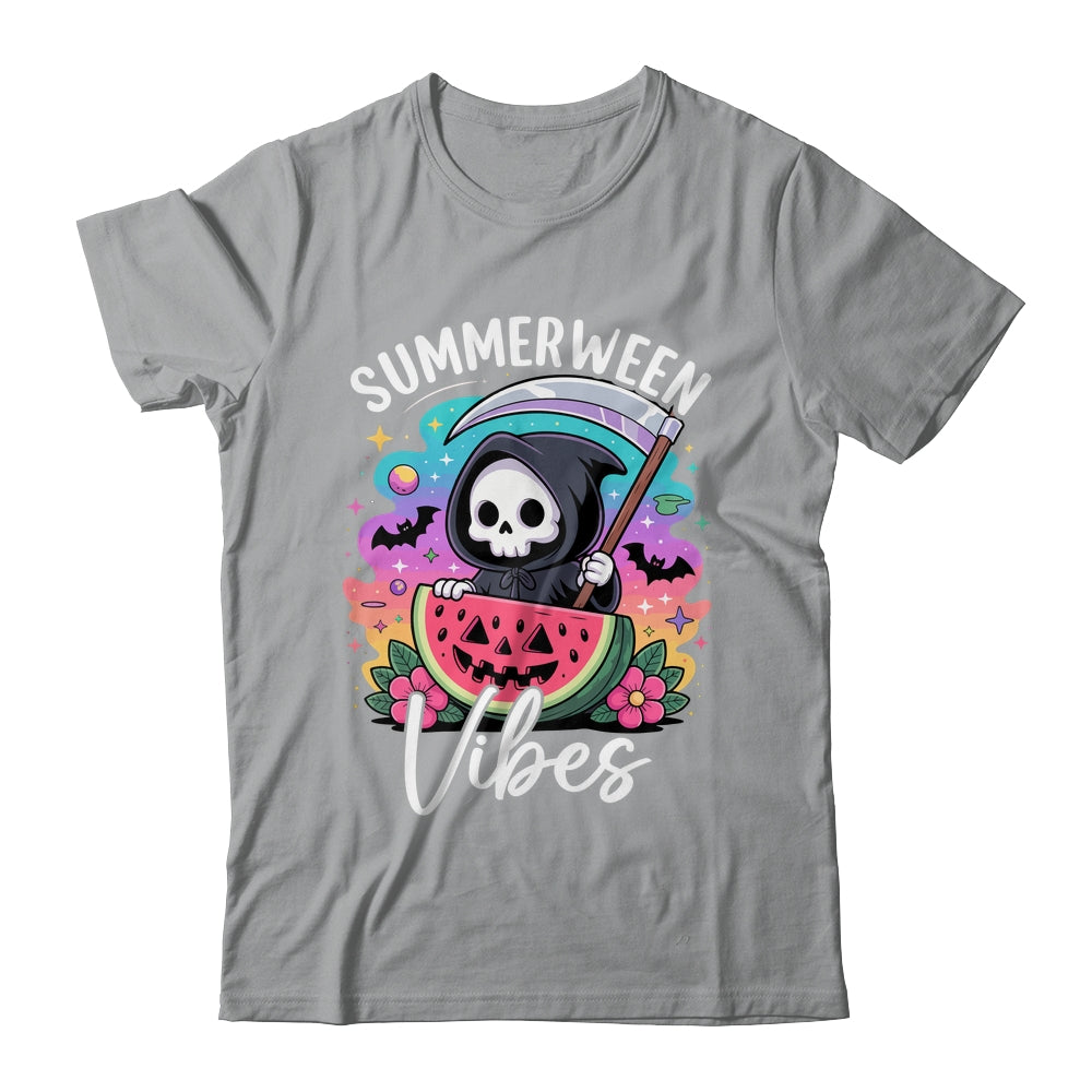 Retro Ghost Summerween Vibe Watermelon Ghost Summer Skeleton Shirt & Tank Top | siriusteestore