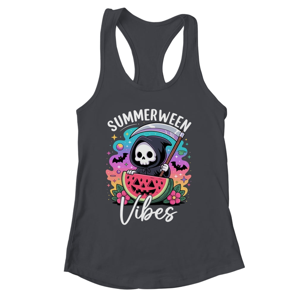 Retro Ghost Summerween Vibe Watermelon Ghost Summer Skeleton Shirt & Tank Top | siriusteestore