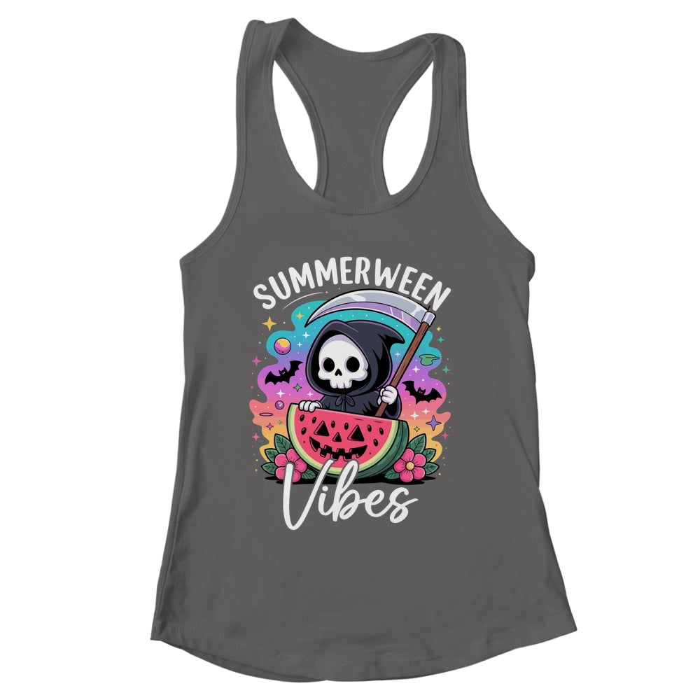Retro Ghost Summerween Vibe Watermelon Ghost Summer Skeleton Shirt & Tank Top | siriusteestore