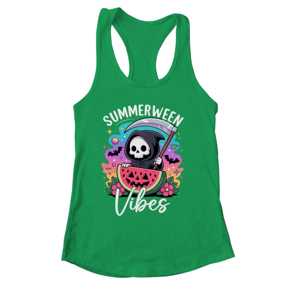 Retro Ghost Summerween Vibe Watermelon Ghost Summer Skeleton Shirt & Tank Top | siriusteestore