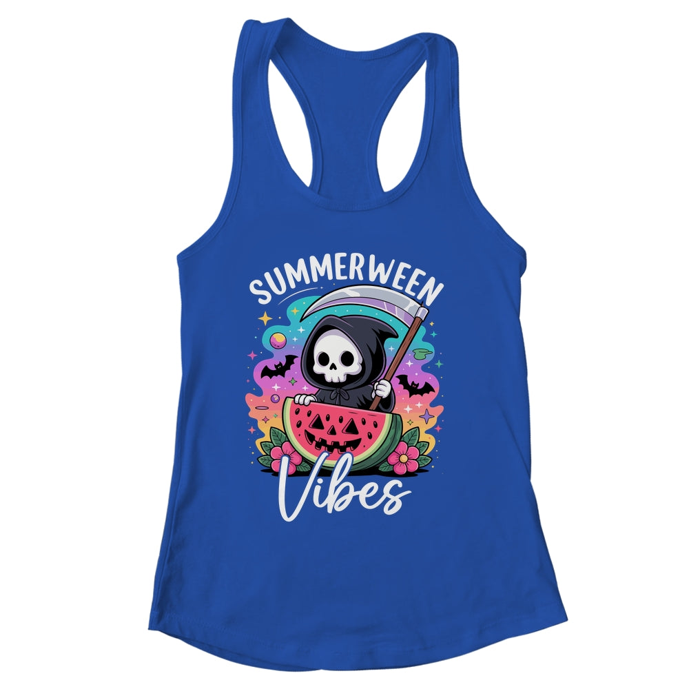 Retro Ghost Summerween Vibe Watermelon Ghost Summer Skeleton Shirt & Tank Top | siriusteestore