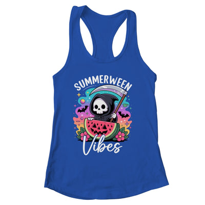 Retro Ghost Summerween Vibe Watermelon Ghost Summer Skeleton Shirt & Tank Top | siriusteestore