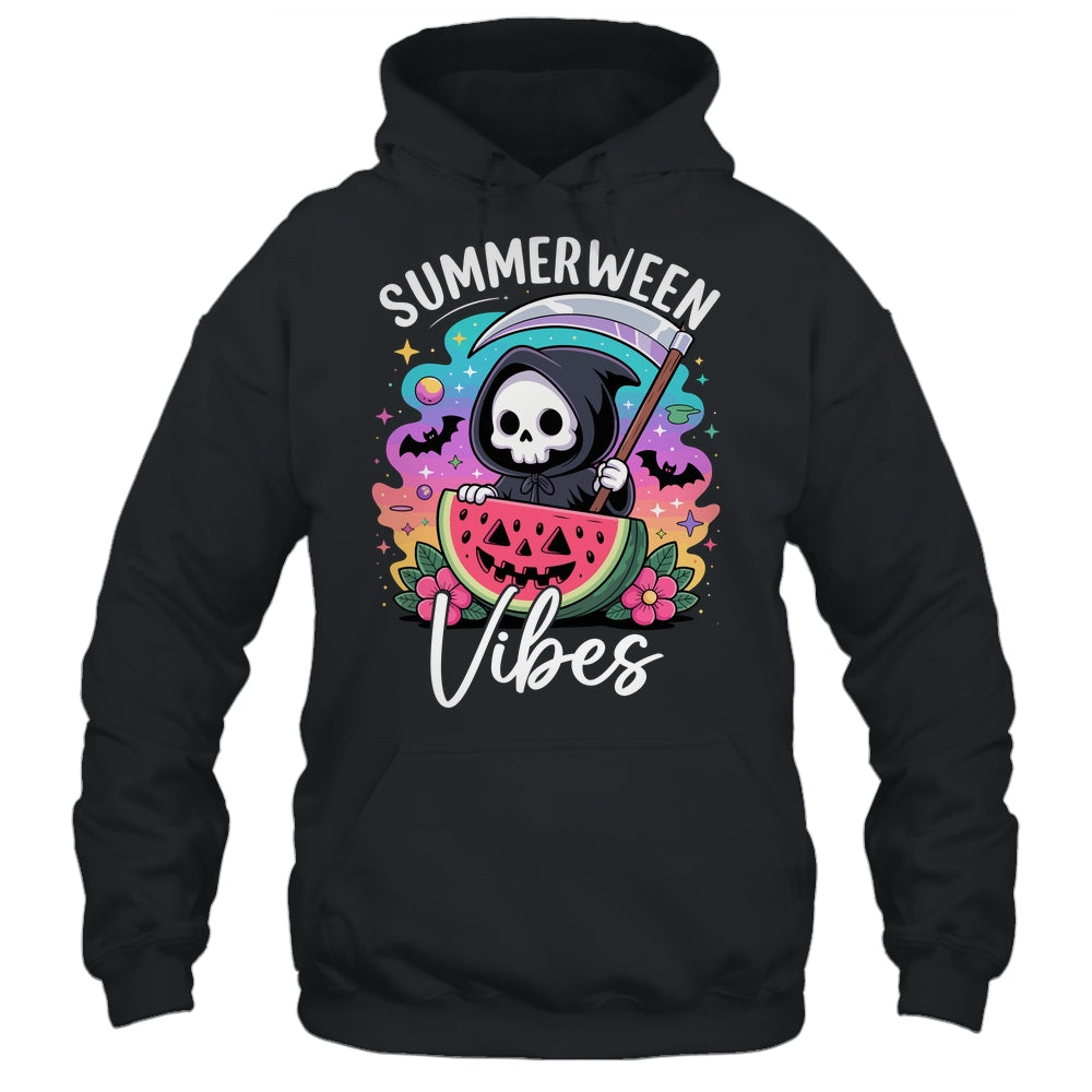 Retro Ghost Summerween Vibe Watermelon Ghost Summer Skeleton Shirt & Tank Top | siriusteestore