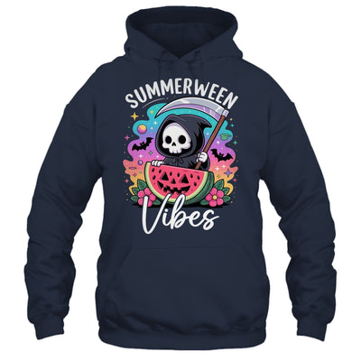 Retro Ghost Summerween Vibe Watermelon Ghost Summer Skeleton Shirt & Tank Top | siriusteestore