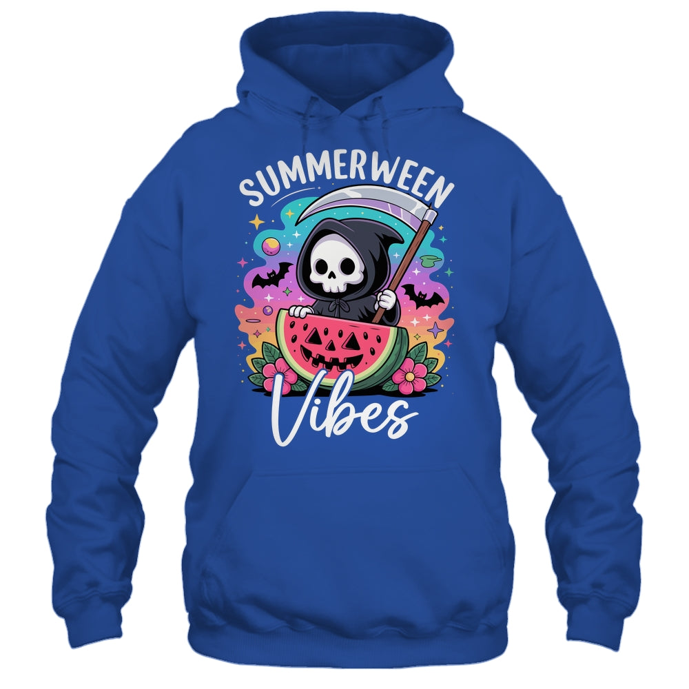 Retro Ghost Summerween Vibe Watermelon Ghost Summer Skeleton Shirt & Tank Top | siriusteestore