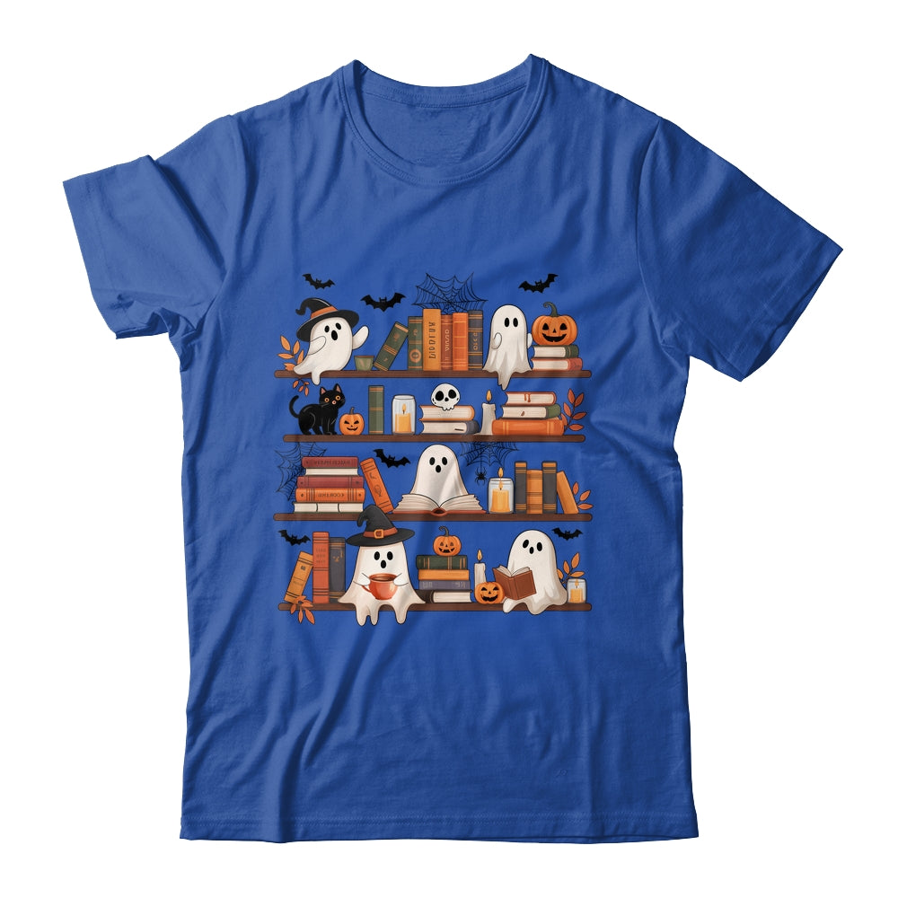 Retro Ghosts Reading Book Halloween Bookshelf Spooky Library Shirt & Hoodie | siriusteestore