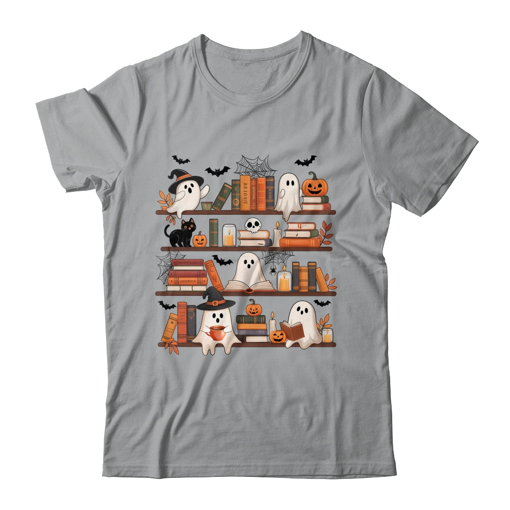 Retro Ghosts Reading Book Halloween Bookshelf Spooky Library Shirt & Hoodie | siriusteestore