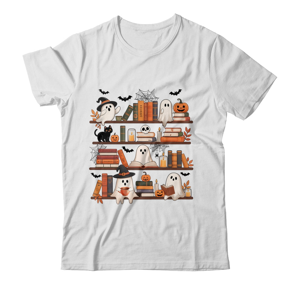 Retro Ghosts Reading Book Halloween Bookshelf Spooky Library Shirt & Hoodie | siriusteestore