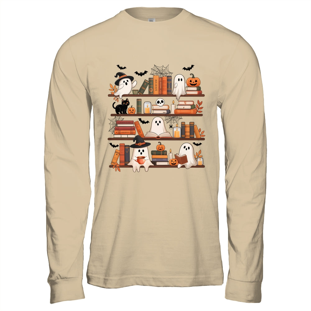 Retro Ghosts Reading Book Halloween Bookshelf Spooky Library Shirt & Hoodie | siriusteestore
