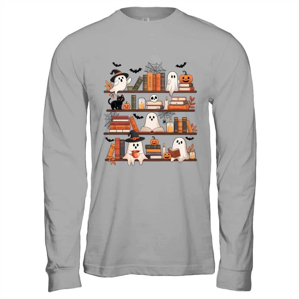 Retro Ghosts Reading Book Halloween Bookshelf Spooky Library Shirt & Hoodie | siriusteestore