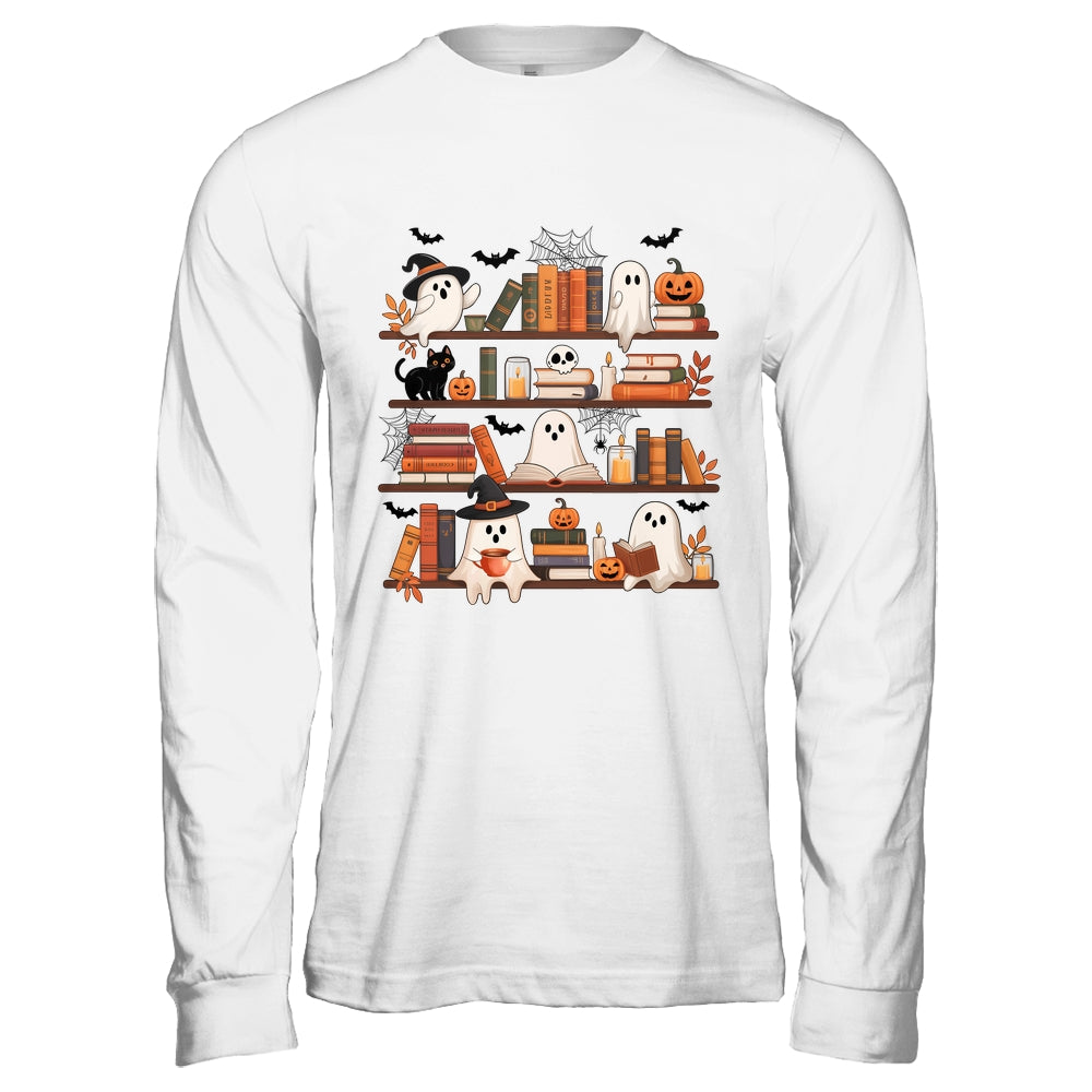 Retro Ghosts Reading Book Halloween Bookshelf Spooky Library Shirt & Hoodie | siriusteestore