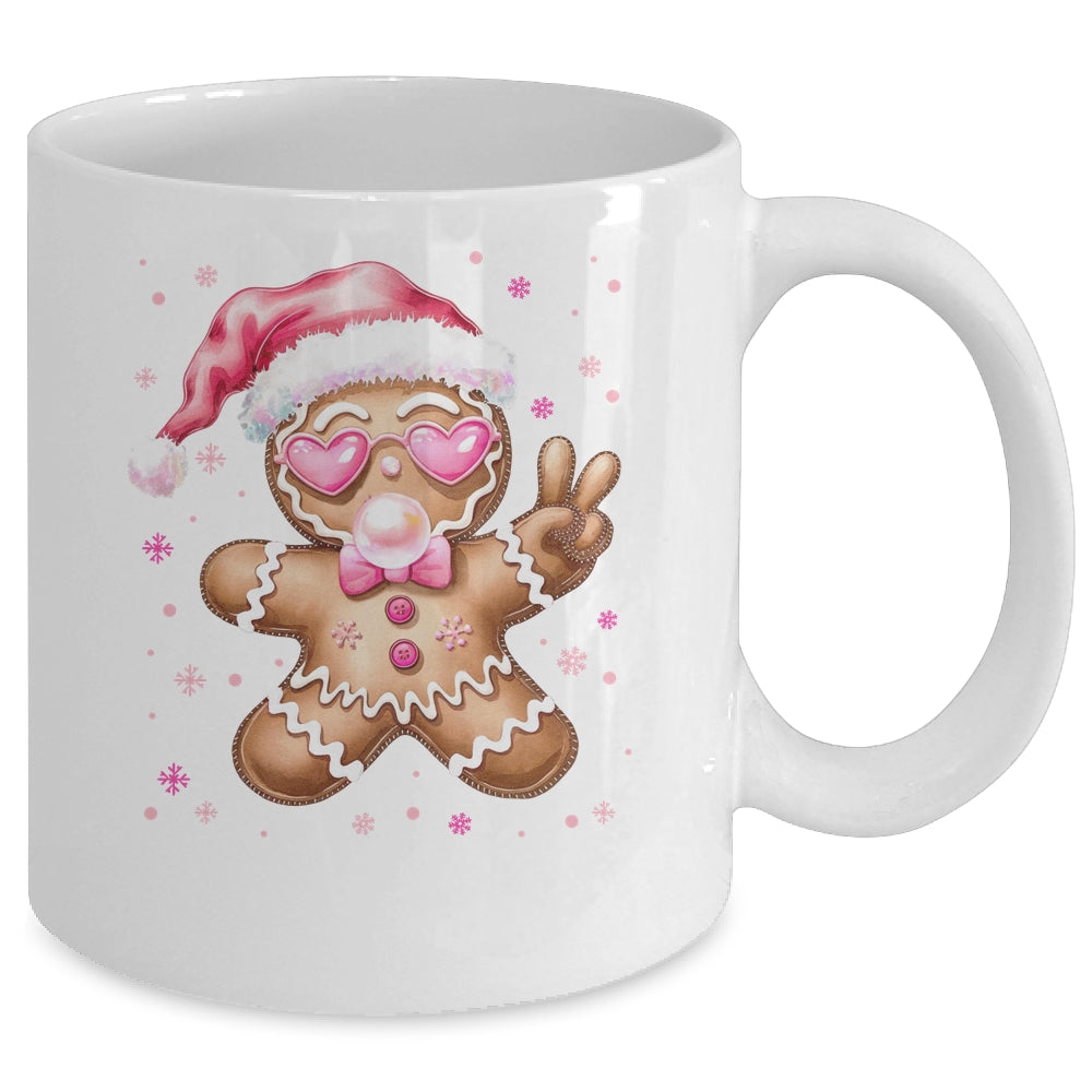 Retro Gingerbread Pink Christmas Blowing Bubble Sunglasses Mug | siriusteestore