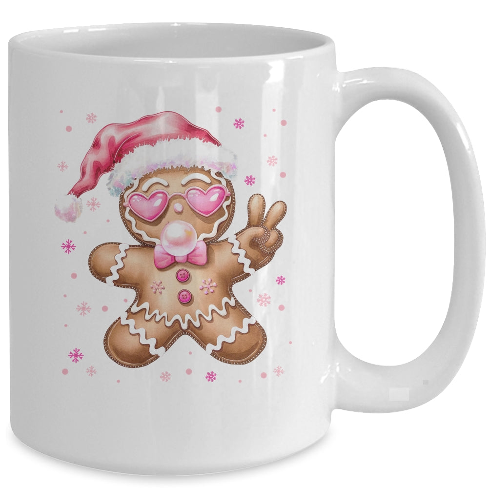 Retro Gingerbread Pink Christmas Blowing Bubble Sunglasses Mug | siriusteestore