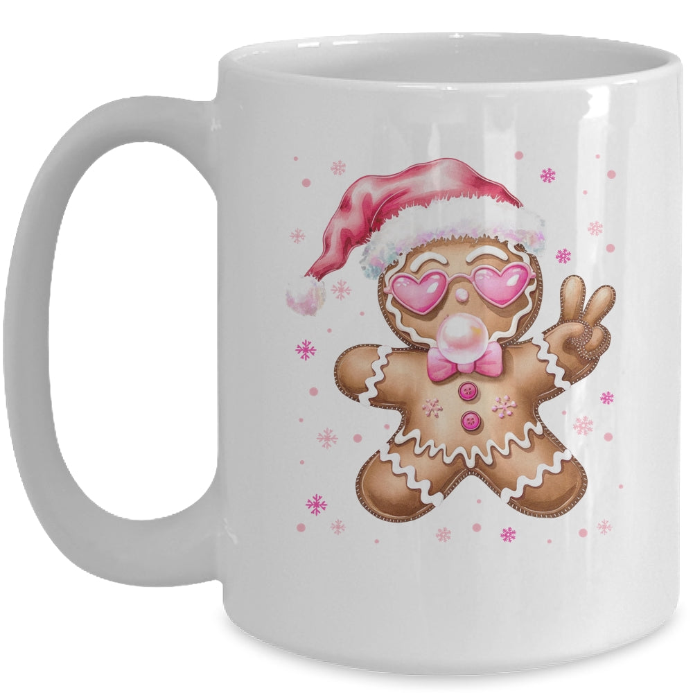 Retro Gingerbread Pink Christmas Blowing Bubble Sunglasses Mug | siriusteestore