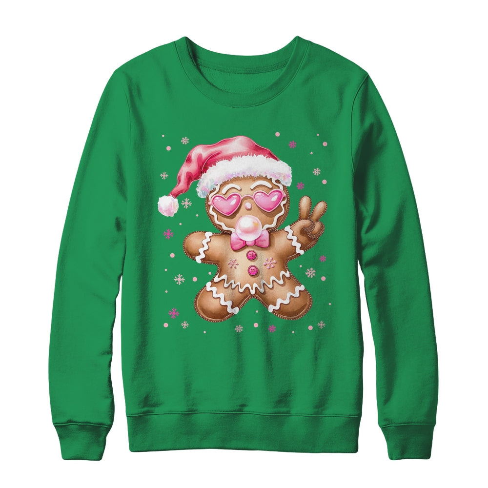 Retro Gingerbread Pink Christmas Blowing Bubble Sunglasses Shirt & Sweatshirt | siriusteestore