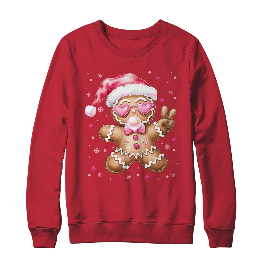 Retro Gingerbread Pink Christmas Blowing Bubble Sunglasses Shirt & Sweatshirt | siriusteestore