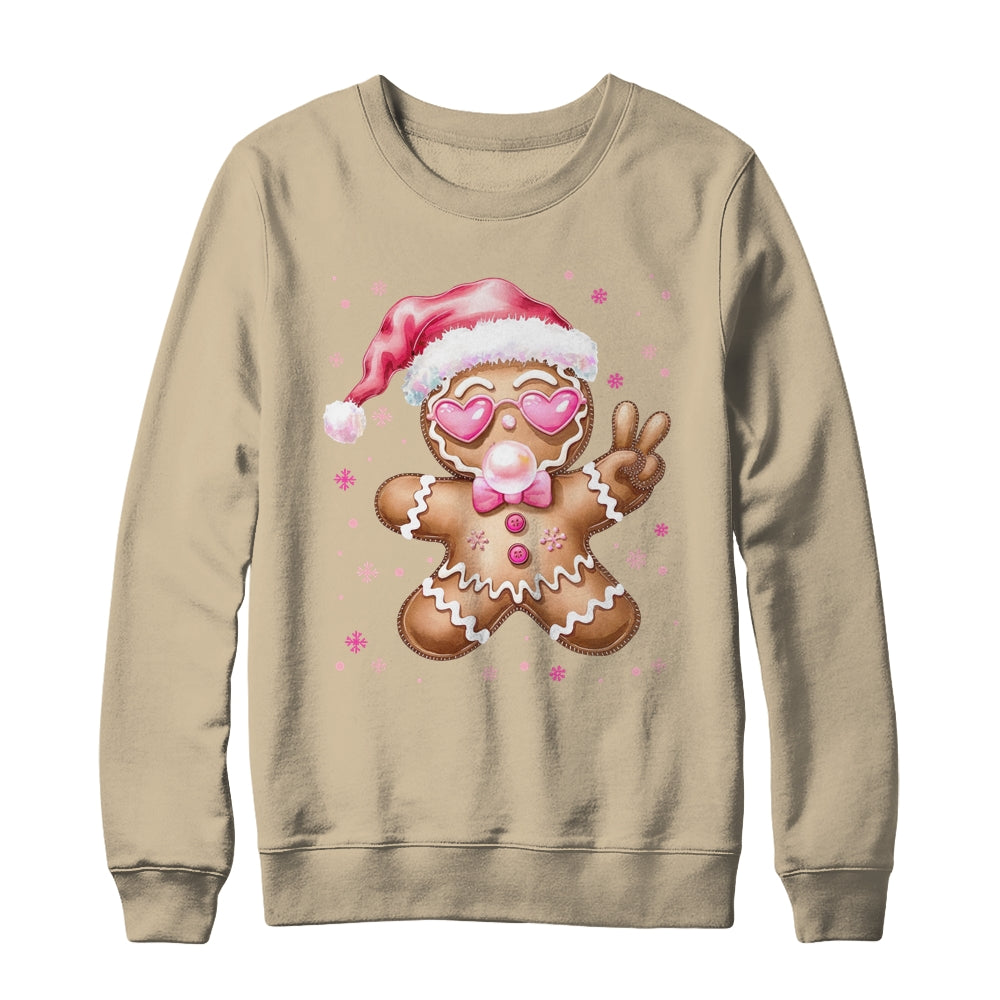 Retro Gingerbread Pink Christmas Blowing Bubble Sunglasses Shirt & Sweatshirt | siriusteestore