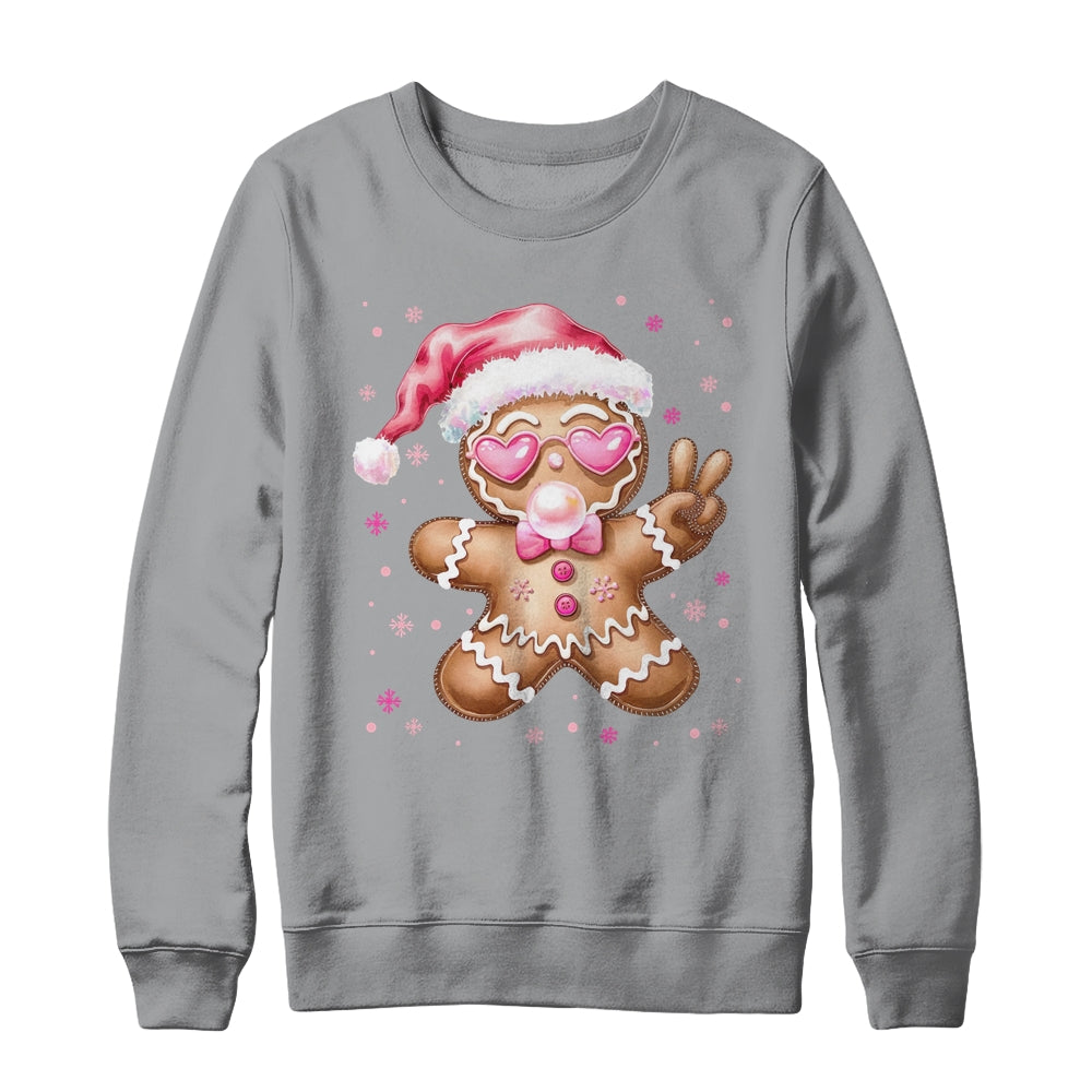 Retro Gingerbread Pink Christmas Blowing Bubble Sunglasses Shirt & Sweatshirt | siriusteestore