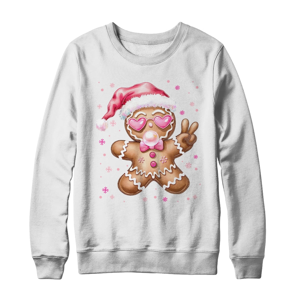 Retro Gingerbread Pink Christmas Blowing Bubble Sunglasses Shirt & Sweatshirt | siriusteestore