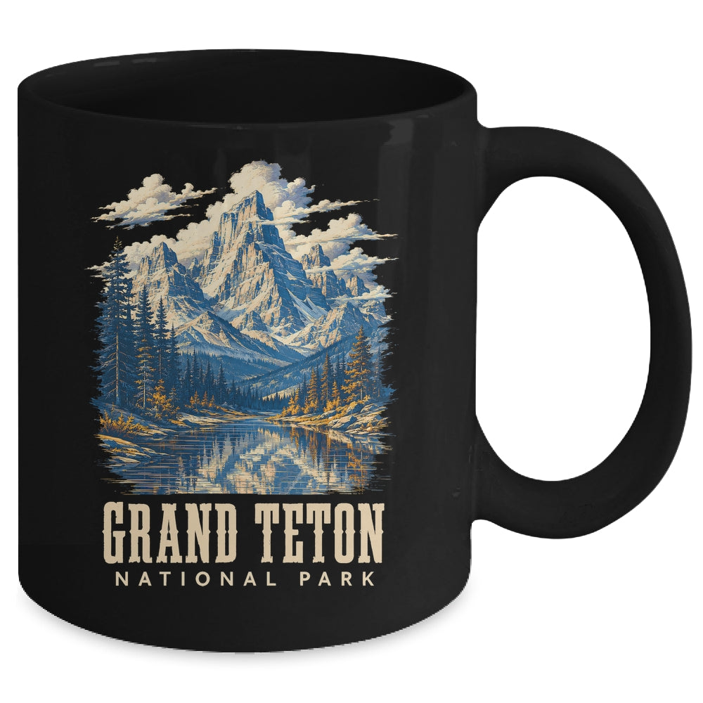 Retro Grand Teton Jenny Lake National Park Vintage Men Women Mug | siriusteestore