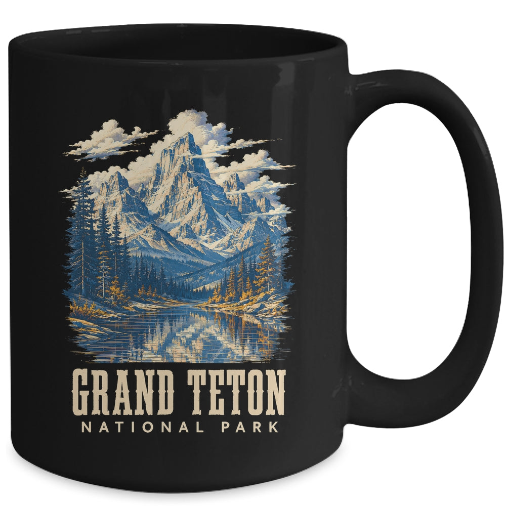 Retro Grand Teton Jenny Lake National Park Vintage Men Women Mug | siriusteestore
