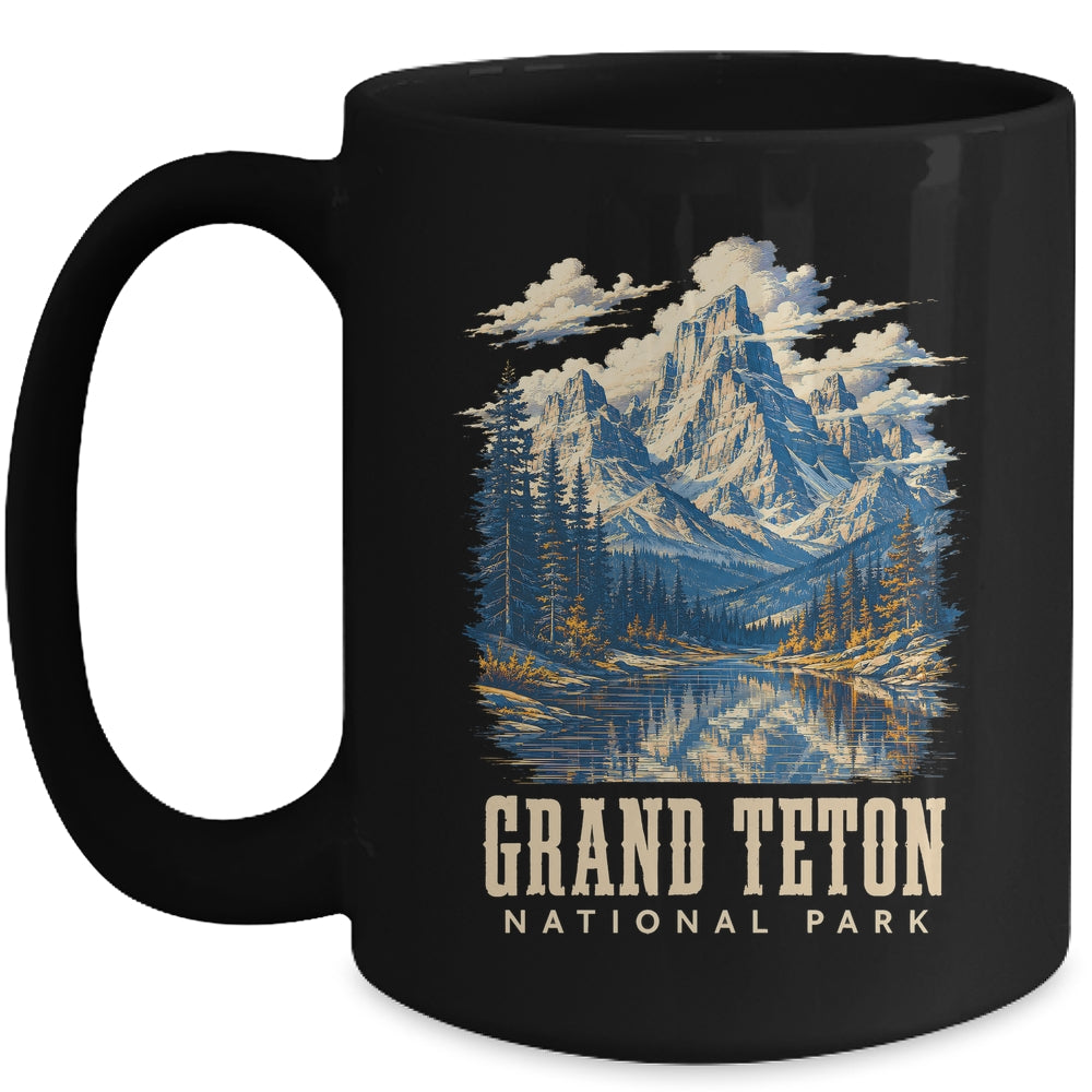 Retro Grand Teton Jenny Lake National Park Vintage Men Women Mug | siriusteestore