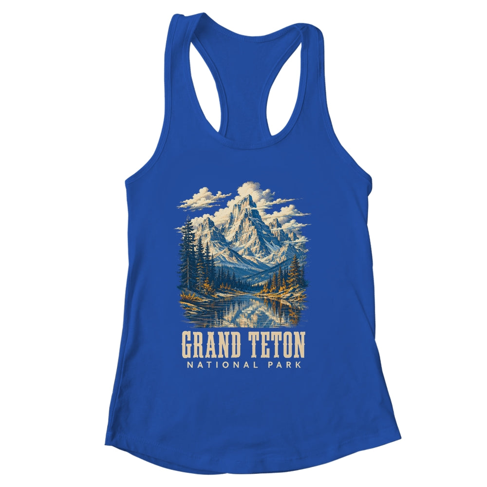 Retro Grand Teton Jenny Lake National Park Vintage Men Women Shirt & Tank Top | siriusteestore