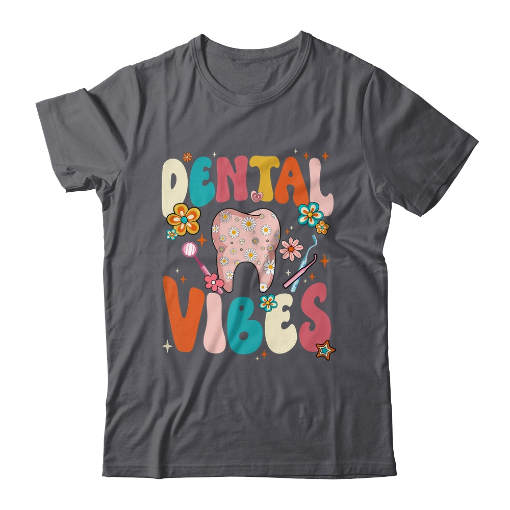 Retro Groovy Dental Vibes Funny Dentist Hygienist Women Shirt & Hoodie | siriusteestore