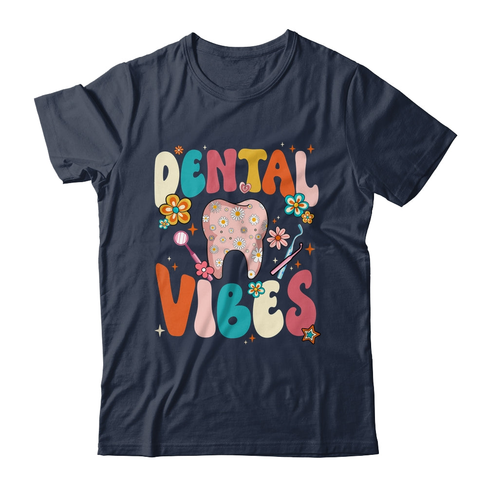 Retro Groovy Dental Vibes Funny Dentist Hygienist Women Shirt & Hoodie | siriusteestore