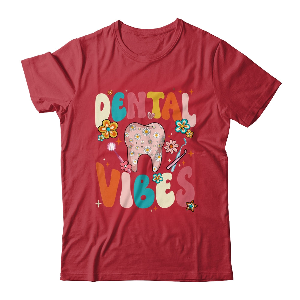 Retro Groovy Dental Vibes Funny Dentist Hygienist Women Shirt & Hoodie | siriusteestore