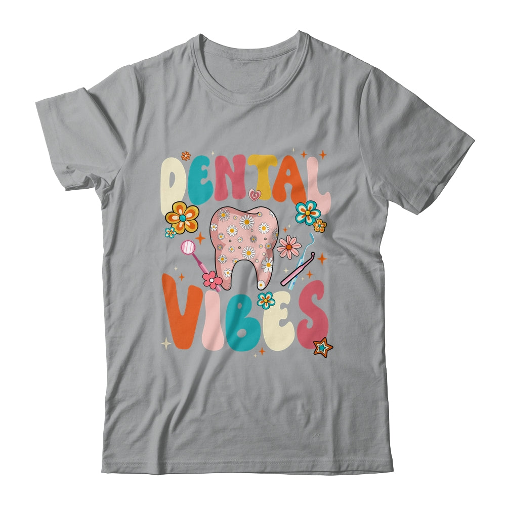 Retro Groovy Dental Vibes Funny Dentist Hygienist Women Shirt & Hoodie | siriusteestore