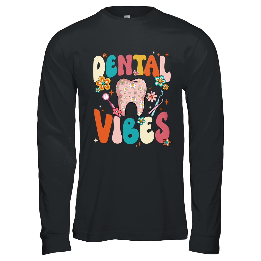 Retro Groovy Dental Vibes Funny Dentist Hygienist Women Shirt & Hoodie | siriusteestore