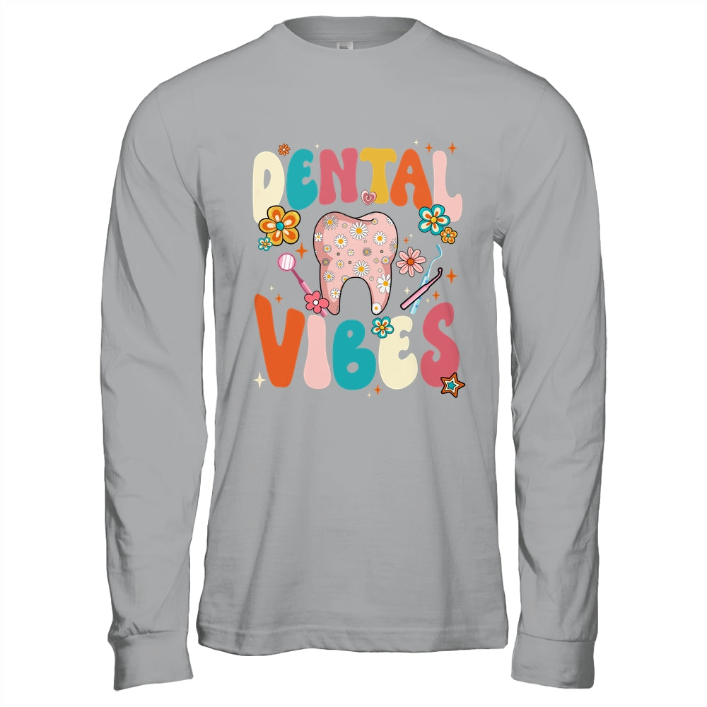 Retro Groovy Dental Vibes Funny Dentist Hygienist Women Shirt & Hoodie | siriusteestore
