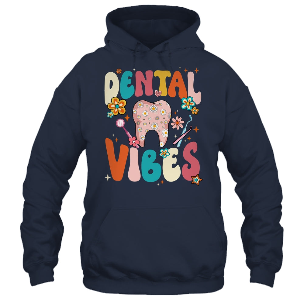 Retro Groovy Dental Vibes Funny Dentist Hygienist Women Shirt & Hoodie | siriusteestore