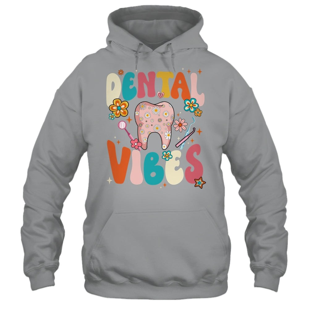Retro Groovy Dental Vibes Funny Dentist Hygienist Women Shirt & Hoodie | siriusteestore