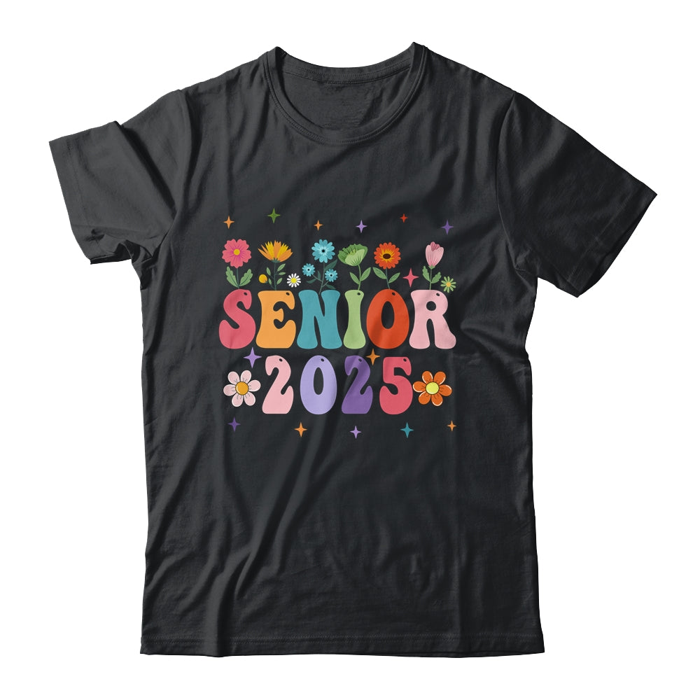 Retro Groovy Flower Senior 25 Class Of 2025 Graduation Shirt & Tank Top | siriusteestore