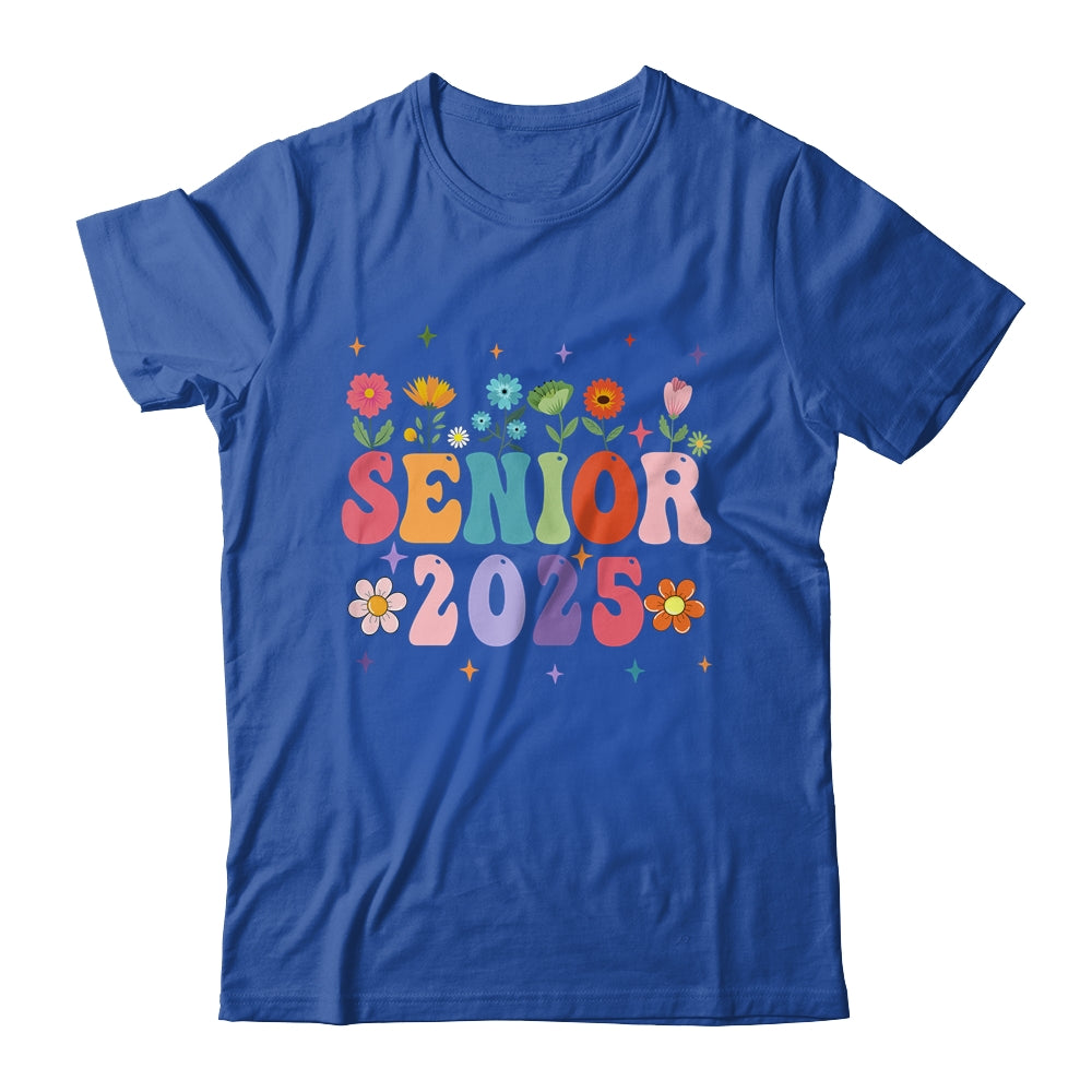 Retro Groovy Flower Senior 25 Class Of 2025 Graduation Shirt & Tank Top | siriusteestore