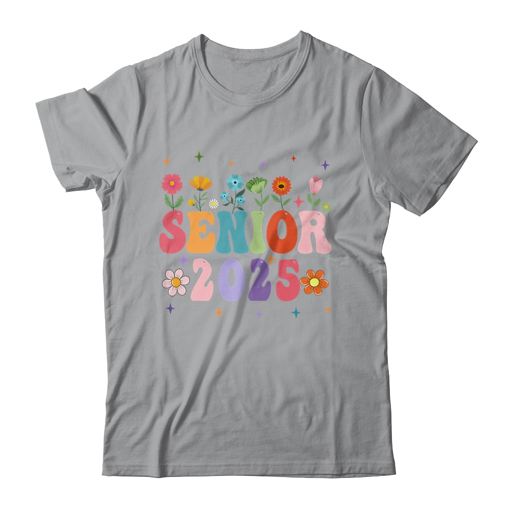 Retro Groovy Flower Senior 25 Class Of 2025 Graduation Shirt & Tank Top | siriusteestore