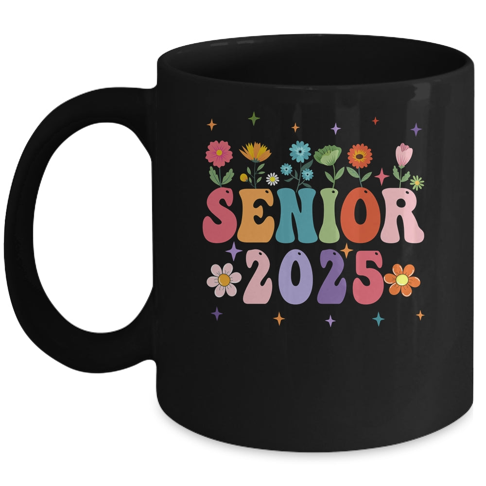 Retro Groovy Flower Senior 25 Class Of 2025 Graduation Mug | siriusteestore