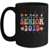 Retro Groovy Flower Senior 25 Class Of 2025 Graduation Mug | siriusteestore