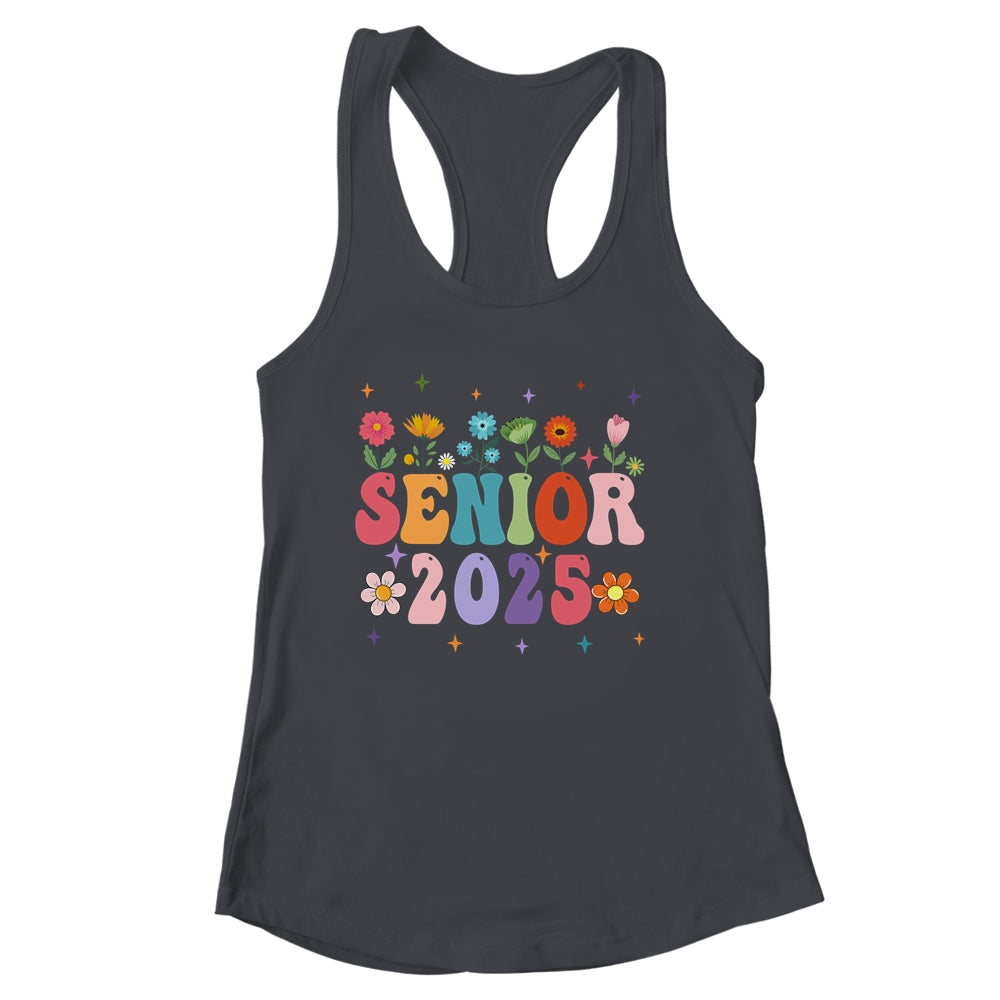 Retro Groovy Flower Senior 25 Class Of 2025 Graduation Shirt & Tank Top | siriusteestore